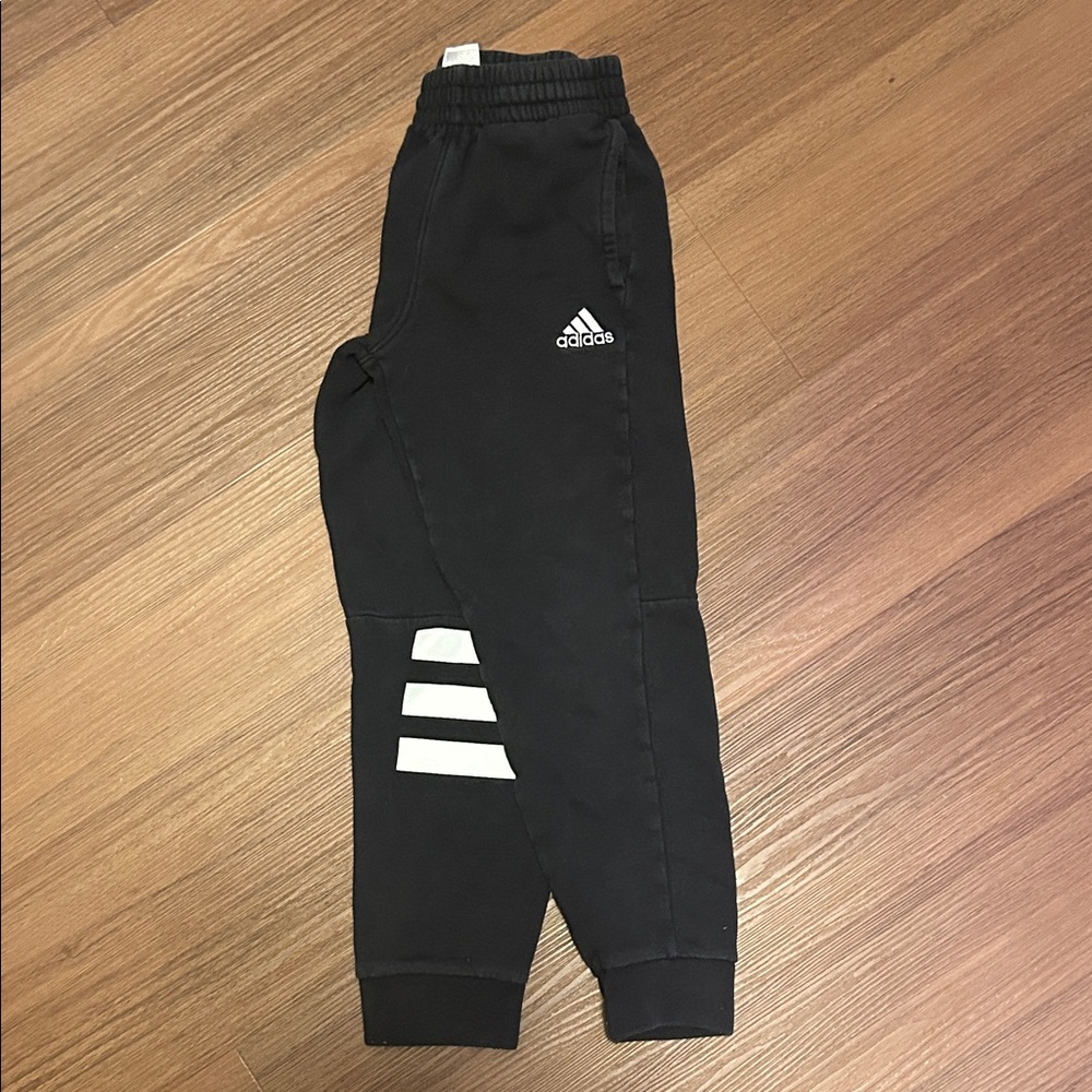 Adidas Kids Black Sweatpants with White Stripes